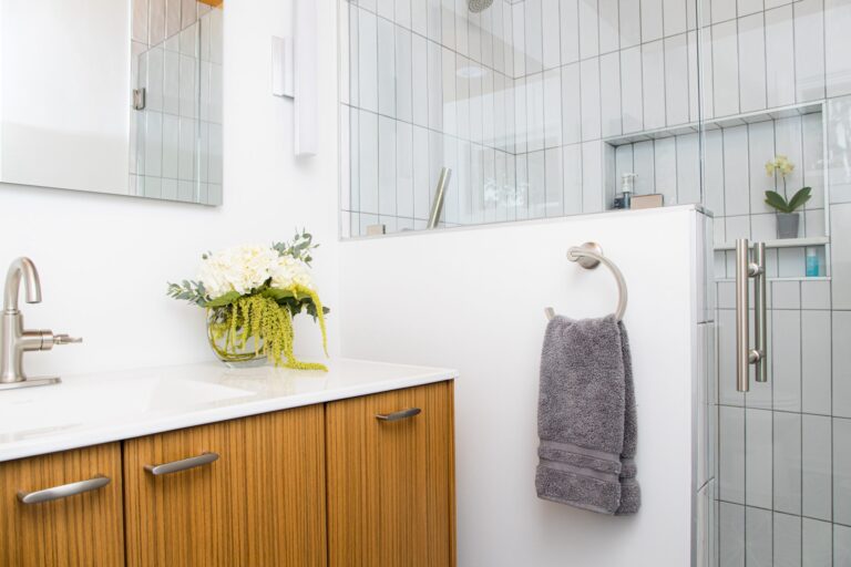 An MCM style bathroom completed after someone looked up "Bathroom Remodel Ideas in Overland Park" and found Shack Built